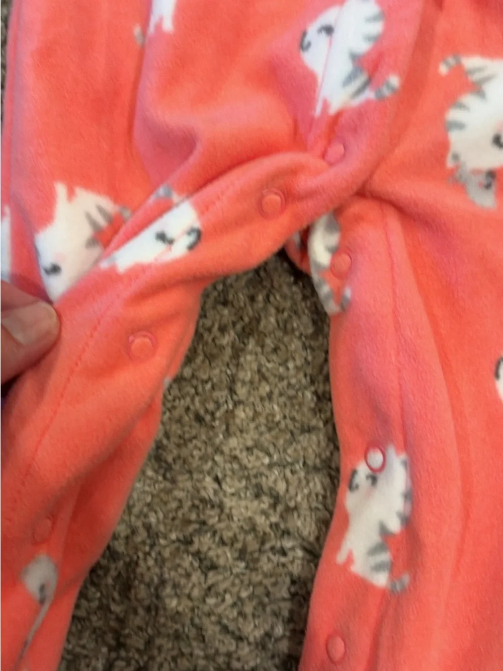 Carter's Coral Kitty Fleece Footie One-Piece size 6-9 months